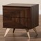 Baxton Studio Graceland Mid-Century Modern Transitional Walnut Brown Finished Wood 2-Drawer Nightstand 233-13277-ZORO - alternate 4